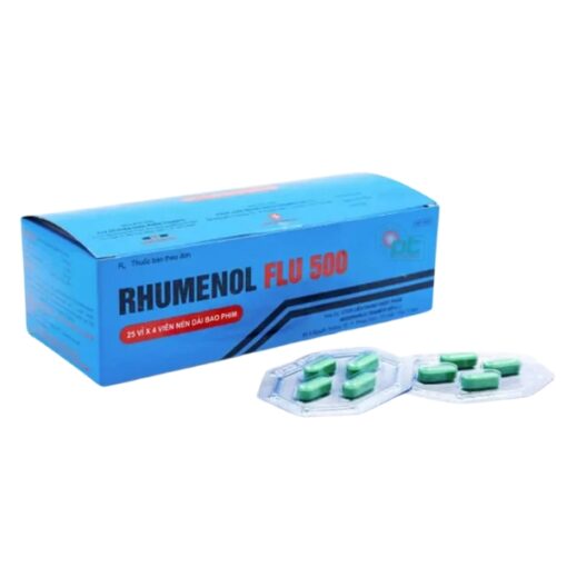 Rhumenol Flu 500 điều trị các triệu chứng cảm sốt thông thường (hộp 25 vỉ x 4 viên)